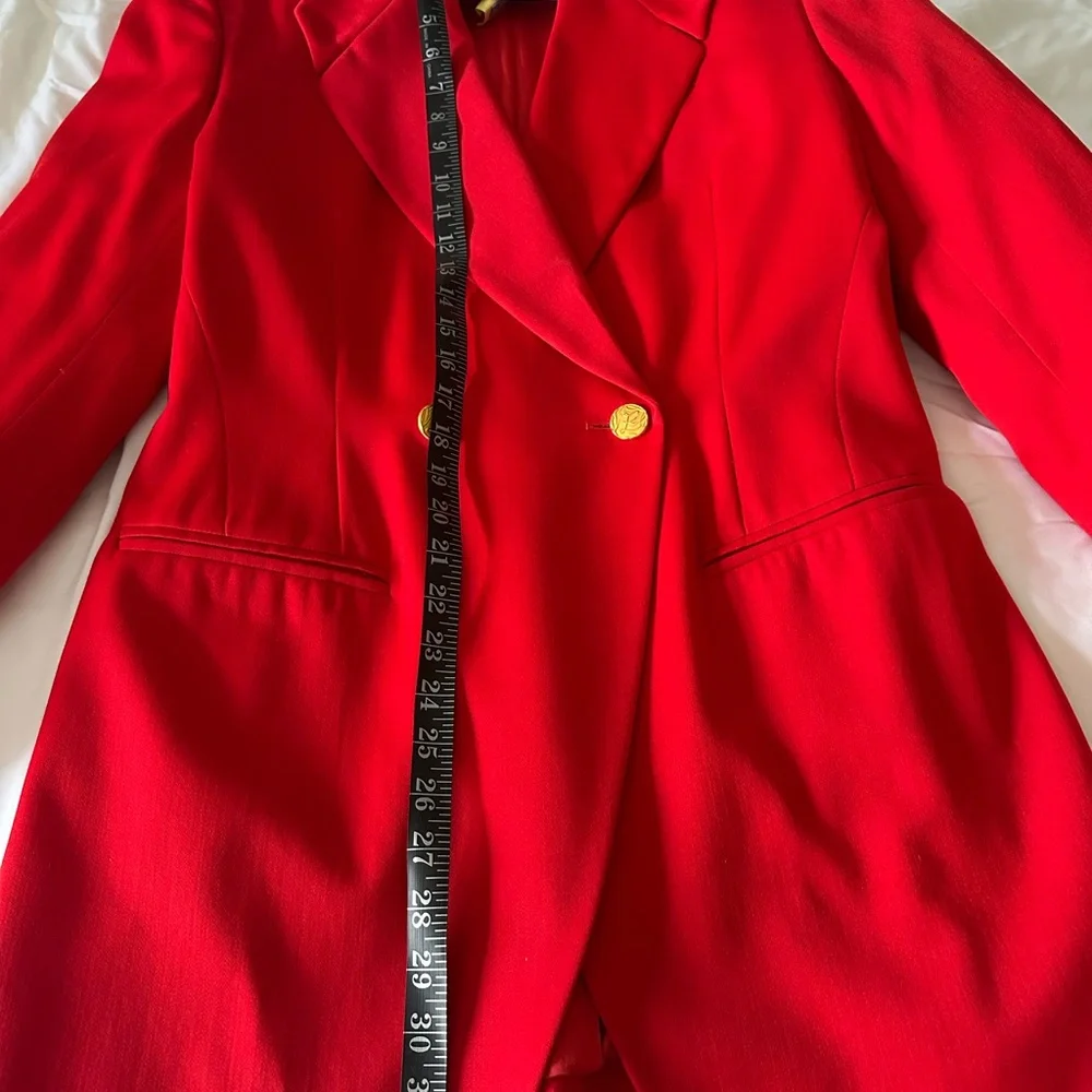 Authentic Vintage Escada by Margaretha Ley Bold Red Wool Blazer/Gold Buttons - Picture 9 of 11